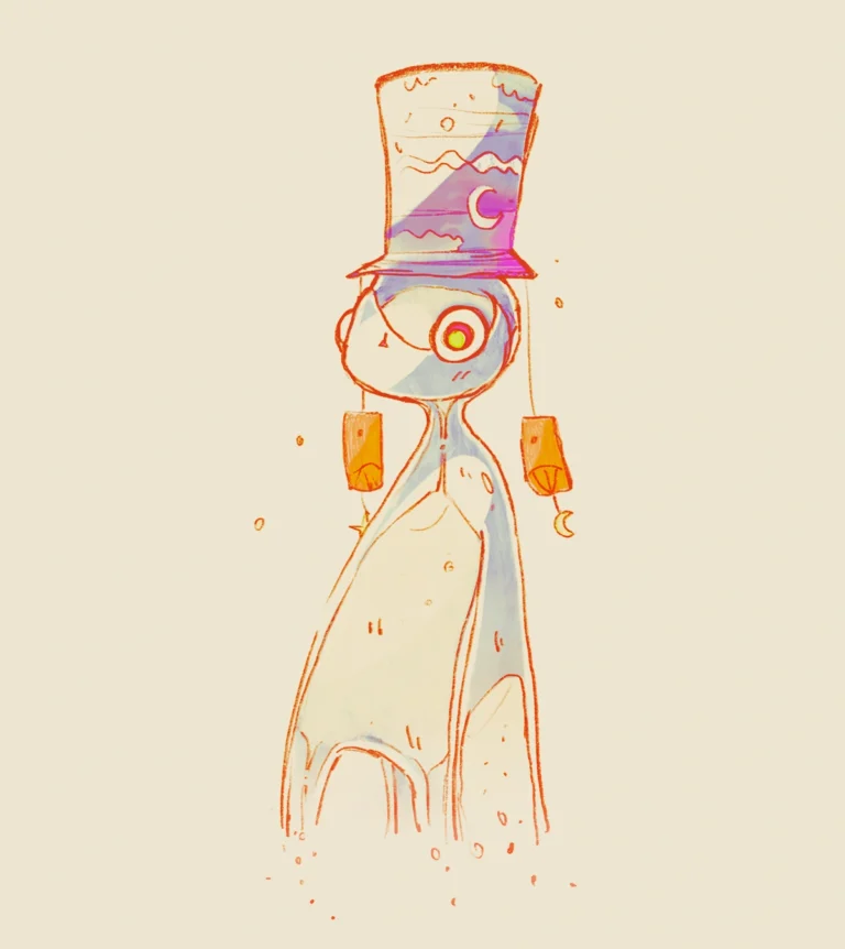 Illustration of a mysterious night-related character